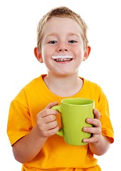 Image showing Cheerful boy with milk mustache