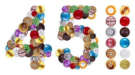 Image showing Numbers 4 and 5 made of clothing buttons