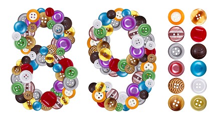 Image showing Numbers 8 and 9 made of clothing buttons