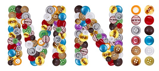 Image showing Characters M and N made of clothing buttons