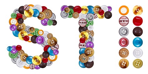 Image showing Characters S and T made of clothing buttons