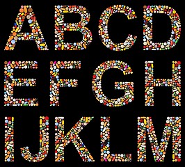 Image showing Letters A to M made of assorted pills