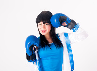 Image showing Pretty girl with boxing gloves