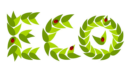 Image showing Eco leaves with ladybugs