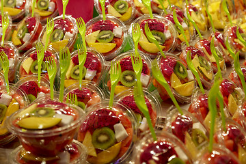 Image showing Cut fruit to eat with a fork