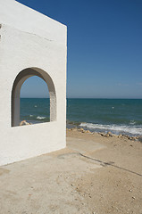 Image showing Whitewashed ocean front house