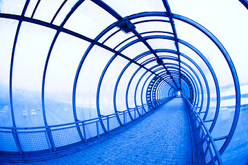 Image showing blue covered bridge