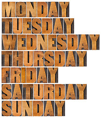 Image showing days of week in wood type