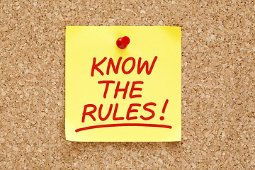 Image showing Know The Rules Sticky Note