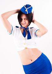 Image showing Young beautiful air hostess