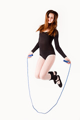 Image showing fitness woman with jumping rope