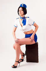 Image showing Young beautiful air hostess