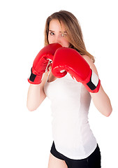 Image showing Pretty girl with boxing gloves