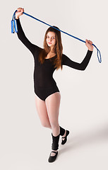 Image showing fitness woman with jumping rope