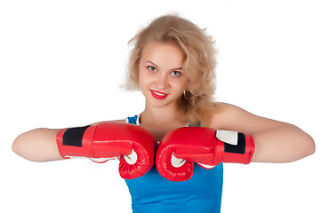 Image showing Pretty girl with boxing gloves