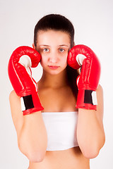 Image showing Portrait of female boxer