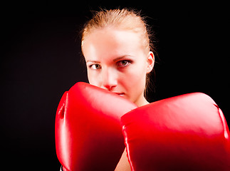 Image showing Pretty girl with boxing gloves