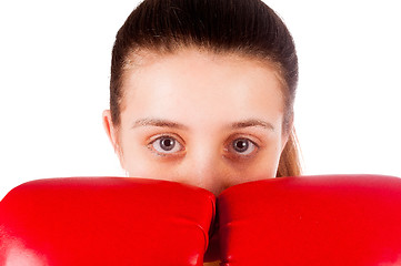 Image showing close up of female boxer