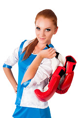 Image showing Pretty girl with boxing gloves