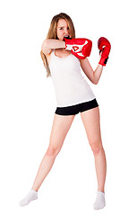 Image showing Pretty girl with boxing gloves