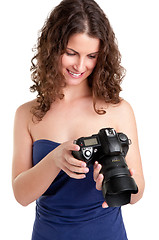 Image showing Woman Looking at a Camera