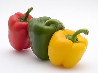 Image showing yellow green and red pepper
