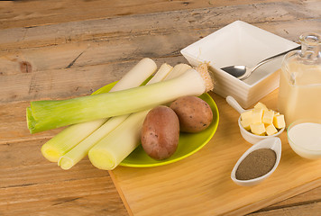 Image showing Ingredients for a leek soup