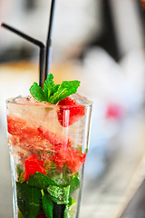 Image showing Strawberry mohito cocktail