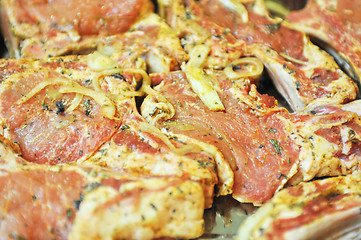 Image showing marinated pork meat shashlik