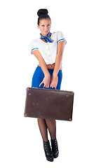 Image showing Young beautiful air hostess