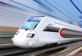 Image showing white super streamlined train