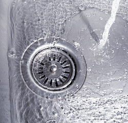 Image showing kitchen sink with water drops