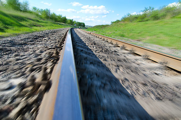 Image showing railroad to horizon in motion