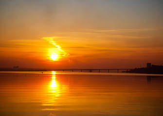 Image showing sunset over river