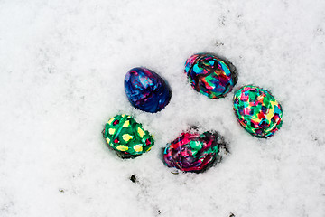 Image showing Easter Eggs in Snow