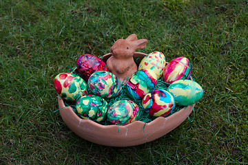 Image showing Easter basket in grass