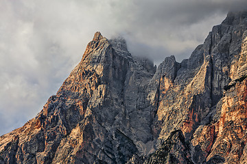 Image showing Peaks and Clouds in Dolomites Mountains