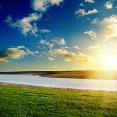 Image showing dramatic sunset over river