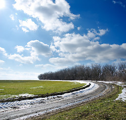 Image showing spring road under cloudy sky