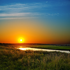 Image showing dramatic sunset over river