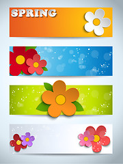 Image showing Beautiful Spring Flowers Set of Banners