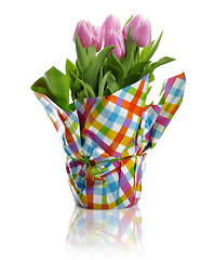 Image showing Pink Fresh Tulips