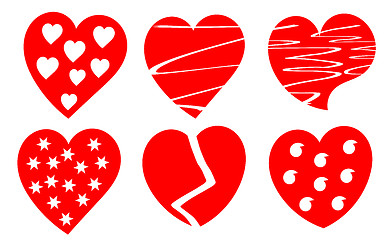 Image showing Six red hearts