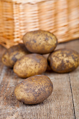 Image showing basket with fresh potatoes