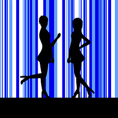 Image showing Silhouette of a two women