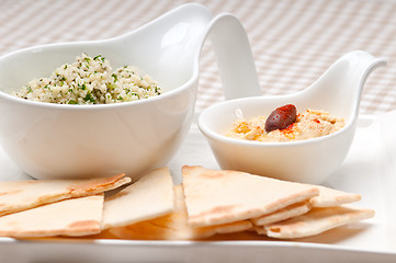 Image showing taboulii couscous with hummus