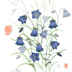 Image showing Seamless background. Illustration bluebell  flower.