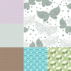 Image showing Collection seamless pastel patterns