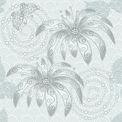 Image showing Vintage silvery seamless pattern