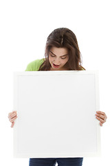 Image showing Woman with white board